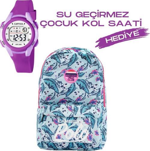 Çocuk Kol Saati Hediyeli Cambridge Polo Club Büyük Kapasiteli Çocuk Okul Çantası CPC.4022.C0014