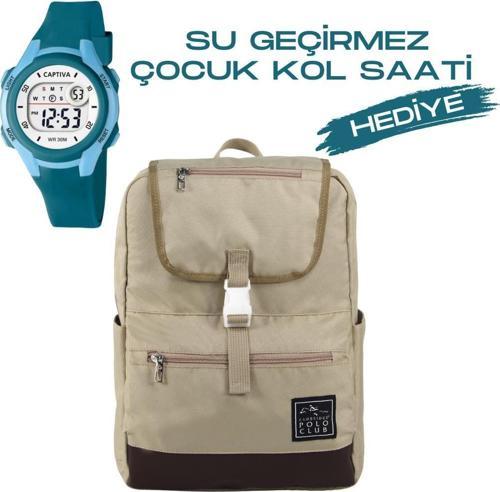 Çocuk Kol Saati Hediyeli Cambridge Polo Club Büyük Kapasiteli Çocuk Okul Çantası CPC3010.C0031