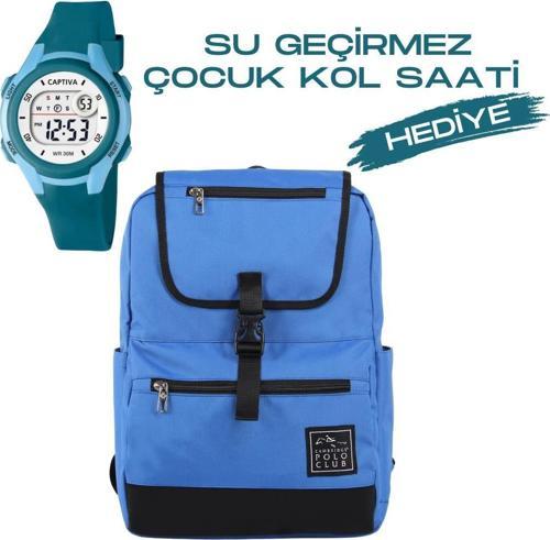 Çocuk Kol Saati Hediyeli Cambridge Polo Club Büyük Kapasiteli Çocuk Okul Çantası CPC3010.C004