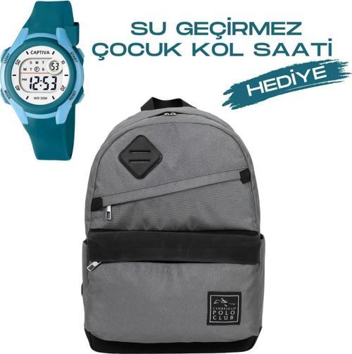 Çocuk Kol Saati Hediyeli Cambridge Polo Club Büyük Kapasiteli Çocuk Okul Çantası CPC3011.C003