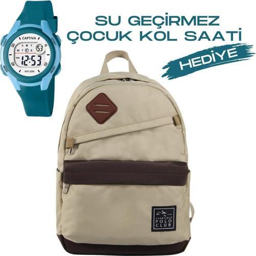 Çocuk Kol Saati Hediyeli Cambridge Polo Club Büyük Kapasiteli Çocuk Okul Çantası CPC3011.C0031