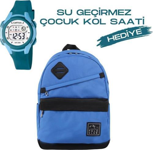 Çocuk Kol Saati Hediyeli Cambridge Polo Club Büyük Kapasiteli Çocuk Okul Çantası CPC3011.C004