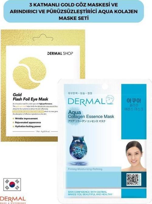 3 Katmanlı Gold Göz Maskesi ve Arındırıcı ve Pürüzsüzleştirixci Aqua Maske Seti