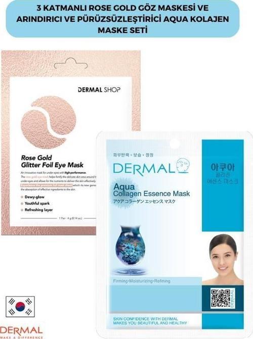3 Katmanlı Rose Göz Maskesi ve Arındırıcı ve Pürüzsüzleştirixci Aqua Maske Seti