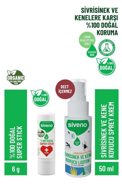 Sivrisinek Ve Kene Kovucu Sprey Krem 50 ml & Siveno %100 Doğal Super Stick 6 G Set