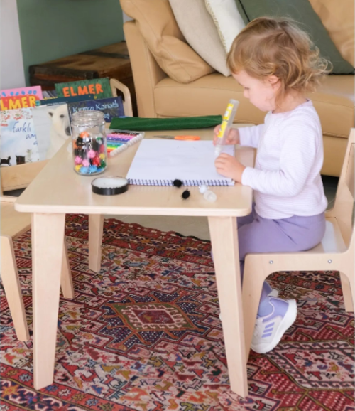 Montessori Ahşap Çocuk Masa Ve Sandalye Takımı (Masa + 1 Sandalye)