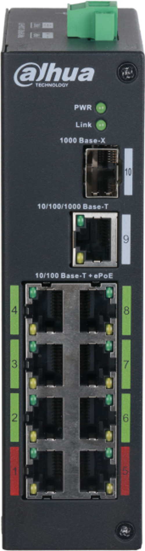 LR2110-8ET-120, 10Port, Megabit, 8 Port PoE, 120W, +1 Port Uplink, 1 Port SFP Endüstriyel Switch