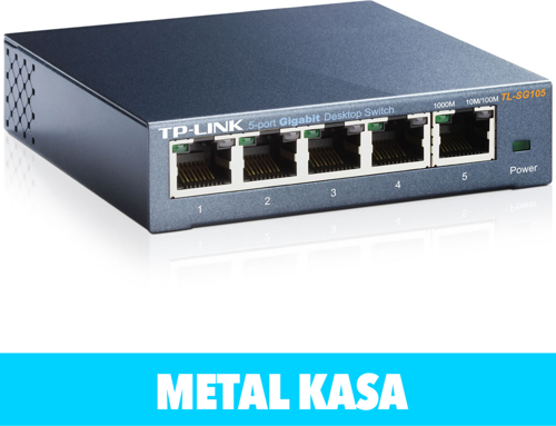 TP-LINK TL-SG105, 5 Port, GigaBit, Metal Kasa, Yönetilemez, Masaüstü Switch