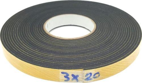 Kapı Pencere İzolasyon Bandı / Yapışkan Kapı Pencere Süngeri Eva-3mmx20mm-Siyah-10 Metre