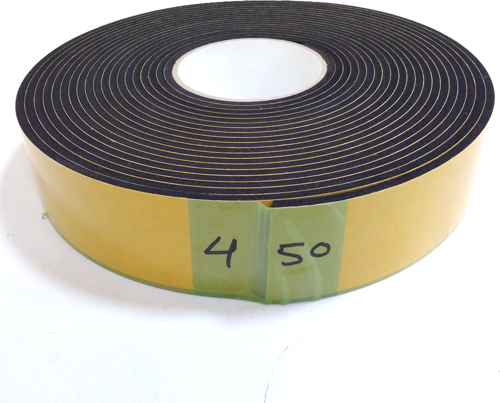 Kapı Pencere İzolasyon Bandı Yapışkan Sünger 4 mm Kalınlık 50 mm Genişlik 10 Metre Uzunluk / EPDM-4*50