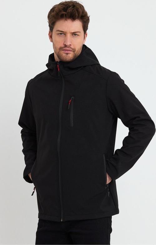 Erkek Polar Softshell Mont Su Geçirmez 3 Cepli Outdoor Spor Ceket Siyah M