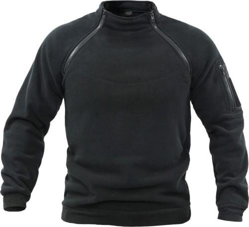 Erkek Polar Outdoor Fermuarlı Kombat Tactical Cepli Polar Siyah S