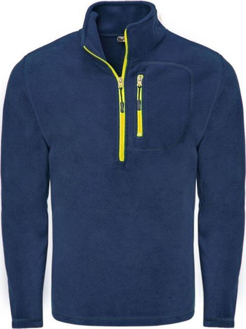 Erkek Polar Renkli Yarım Fermuarlı Cepli Tactical Flecee İndigo L