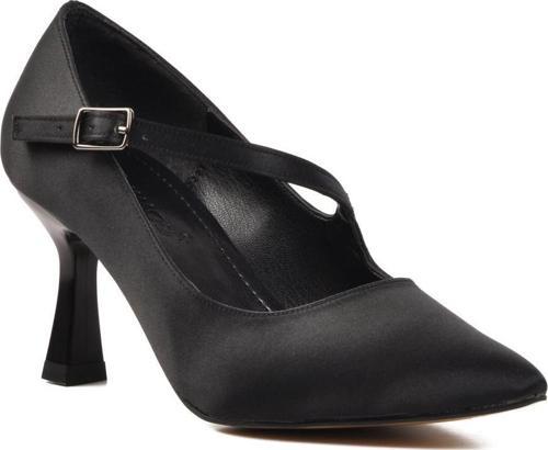 357094 Siyah Saten Kadın Topuklu Ayakkabı