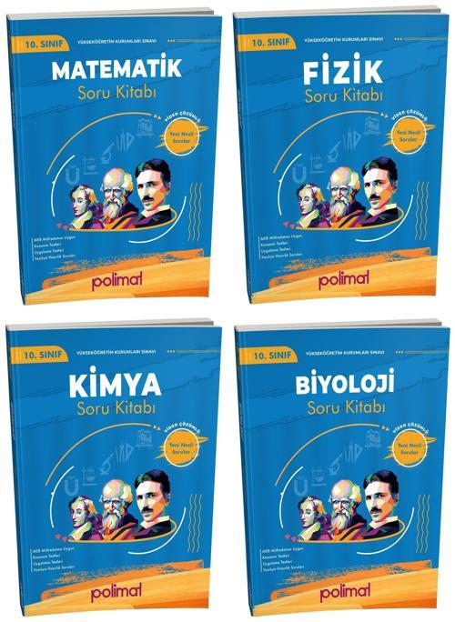 Polimat 2025 10. Sınıf Matematik + Fizik + Kimya + Biyoloji Soru Seti 4 Kitap