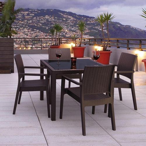 Dogant-tilia Osaka 90x90 Camlı Sandalye 4 Rattan Sandalye Minderli Takım