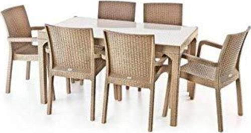 90 150 Rattan Camlı Bahçe ve Teras Masa Sandalye Takımı
