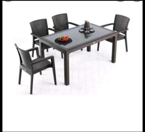 Kahverengi Camlı Bahçe Balkon Masa Takımı 70x120
