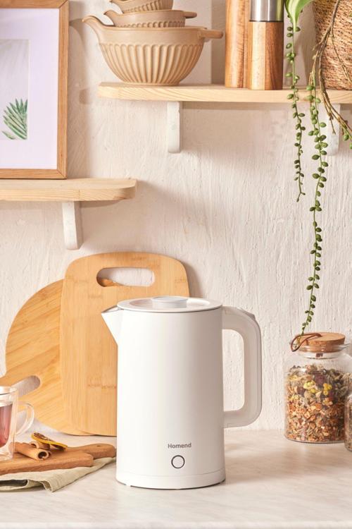 Heatrow Cooltouch 1618h Paslanmaz Çelik El Yakmaz Gövdeli Su Isıtıcısı Beyaz