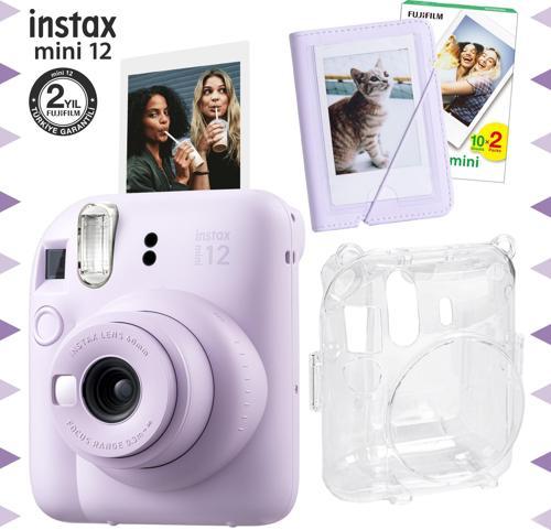 mini 12 Lila Fotoğraf Makinesi-20'li Film-Mini Albüm ve Şeffaf Kılıf Seti