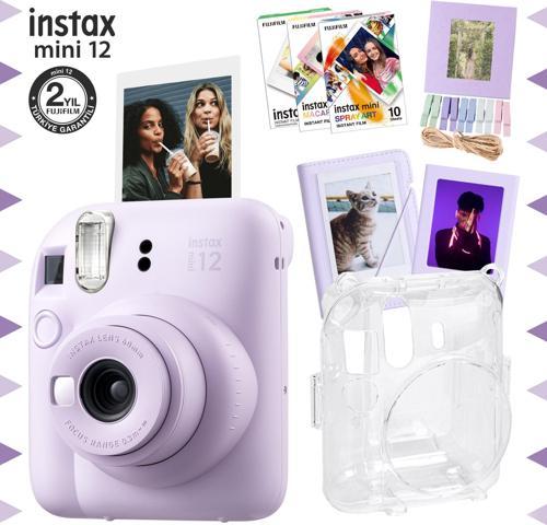 mini 12 Lila Fotoğraf Makinesi-30'lu Film-Albüm-Mandal-Çerçeve ve Kılıf Mega Set 2