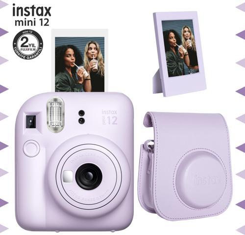 mini 12 Lila Fotoğraf Makinesi-Çerçeve ve Deri Kılıf Seti