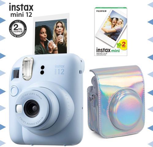 mini 12 Mavi  Fotoğraf Makinesi-20'li Film ve Parlak Kılıf Seti