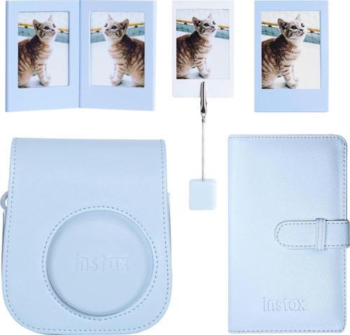 mini 12 Mavi Deri Kılıf Laporta Deri Albüm ve Fotoğraf Çerçeveleri Aksesuar Seti