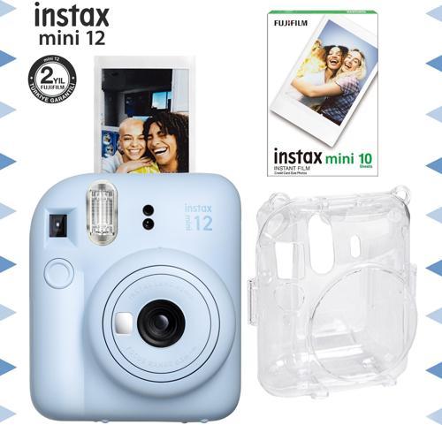mini 12 Mavi Fotoğraf Makinesi-10'lu Film ve Şeffaf Kılıf Seti
