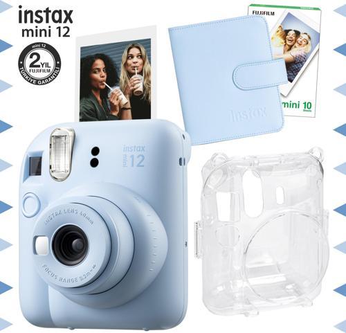 mini 12 Mavi Fotoğraf Makinesi-10'lu Film-Kare Albüm ve Şeffaf Kılıf Seti