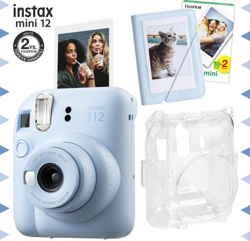 mini 12 Mavi Fotoğraf Makinesi-20'li Film-Mini Albüm ve Şeffaf Kılıf Seti