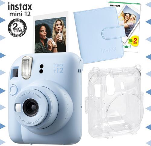 mini 12 Mavi Fotoğraf Makinesi-20'lu Film-Kare Albüm ve Şeffaf Kılıf Seti