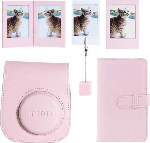 mini 12 Pembe Deri Kılıf Laporta Deri Albüm ve Fotoğraf Çerçeveleri Aksesuar Seti