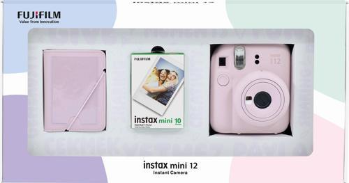 mini 12 Pembe Fotoğraf Makinesi 10'lu Film ve 28'li Mini Albüm Bundle Box