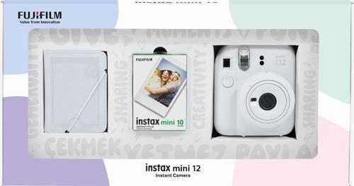 mini 12 Beyaz Fotoğraf Makinesi 10'lu Film ve 28'li Mini Albüm Bundle Box