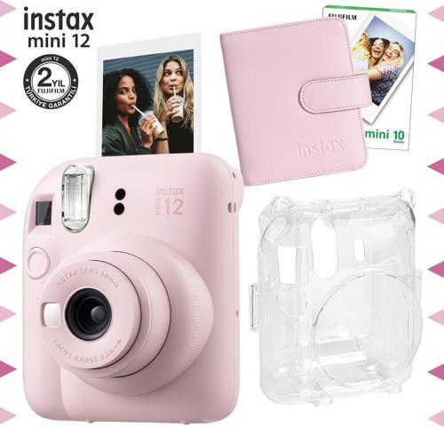 mini 12 Pembe Fotoğraf Makinesi-10'lu Film-Kare Albüm ve Şeffaf Kılıf Seti