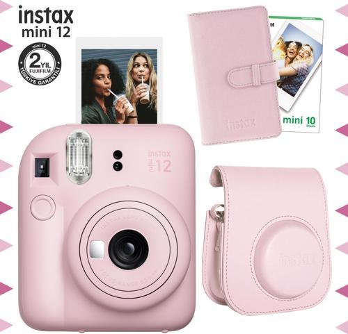 mini 12 Pembe Fotoğraf Makinesi-10'lu Film-Laporta Albüm ve Deri Kılıf Seti