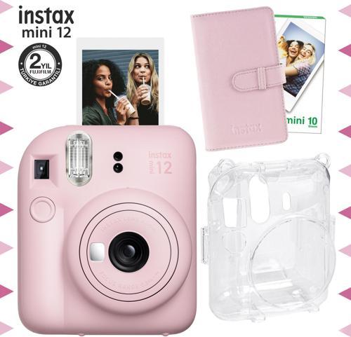 mini 12 Pembe Fotoğraf Makinesi-10'lu Film-Laporta Albüm ve Şeffaf Kılıf Seti