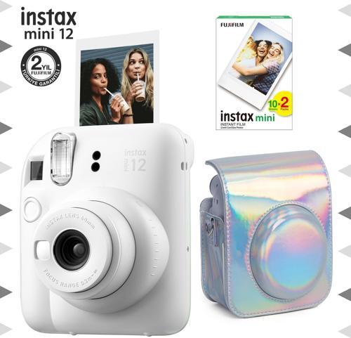 mini 12 Beyaz Fotoğraf Makinesi-20'li Film ve Parlak Kılıf Seti