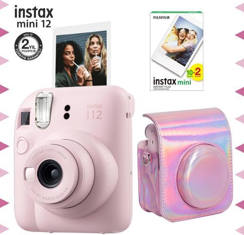 mini 12 Pembe Fotoğraf Makinesi-20'li Film ve Parlak Kılıf Seti