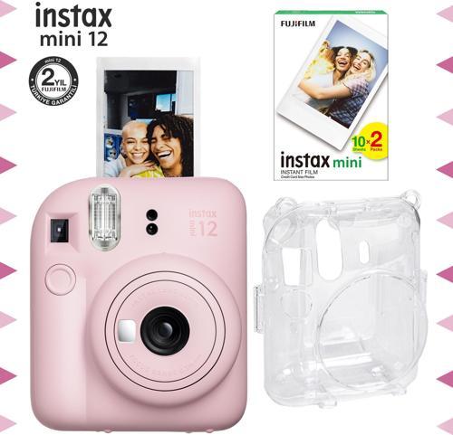 mini 12 Pembe Fotoğraf Makinesi-20'li Film ve Şeffaf Kılıf Seti