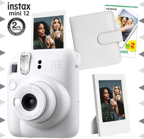 mini 12 Beyaz Fotoğraf Makinesi-20'li Film-Çerçeve ve Kare Albüm Seti