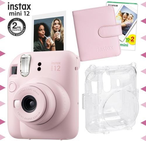 mini 12 Pembe Fotoğraf Makinesi-20'li Film-Kare Albüm ve Şeffaf Kılıf Seti