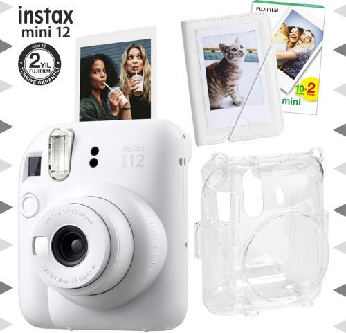 mini 12 Beyaz Fotoğraf Makinesi-20'li Film-Mini Albüm ve Şeffaf Kılıf Seti