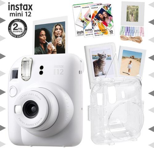 mini 12 Beyaz Fotoğraf Makinesi-30'lu Film-Albüm-Mandal-Çerçeve ve Kılıf Mega Set 2