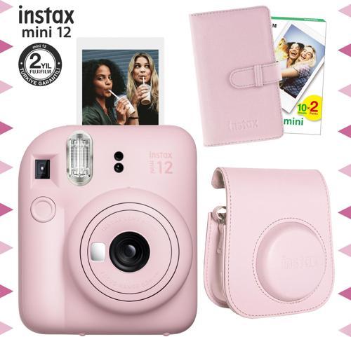mini 12 Pembe Fotoğraf Makinesi-20'li Film-Laporta Albüm ve Deri Kılıf Seti