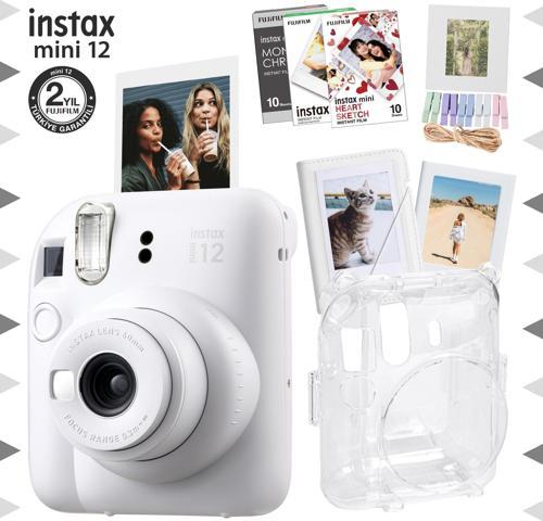 mini 12 Beyaz Fotoğraf Makinesi-30'lu Film-Albüm-Mandal-Çerçeve ve Kılıf Mega Set 3
