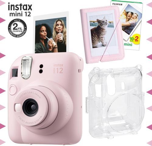 mini 12 Pembe Fotoğraf Makinesi-20'li Film-Mini Albüm ve Şeffaf Kılıf Seti