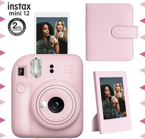 mini 12 Pembe Fotoğraf Makinesi-Çerçeve ve 64'lü Kare Albüm Seti