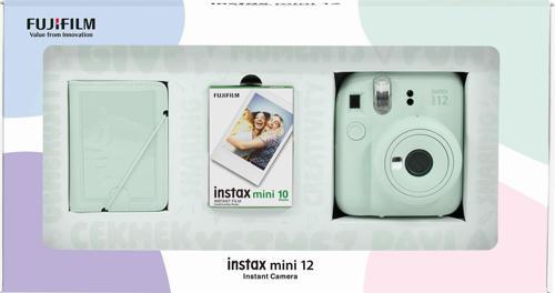 mini 12 Yeşil Fotoğraf Makinesi 10'lu Film ve 28'li Mini Albüm Bundle Box